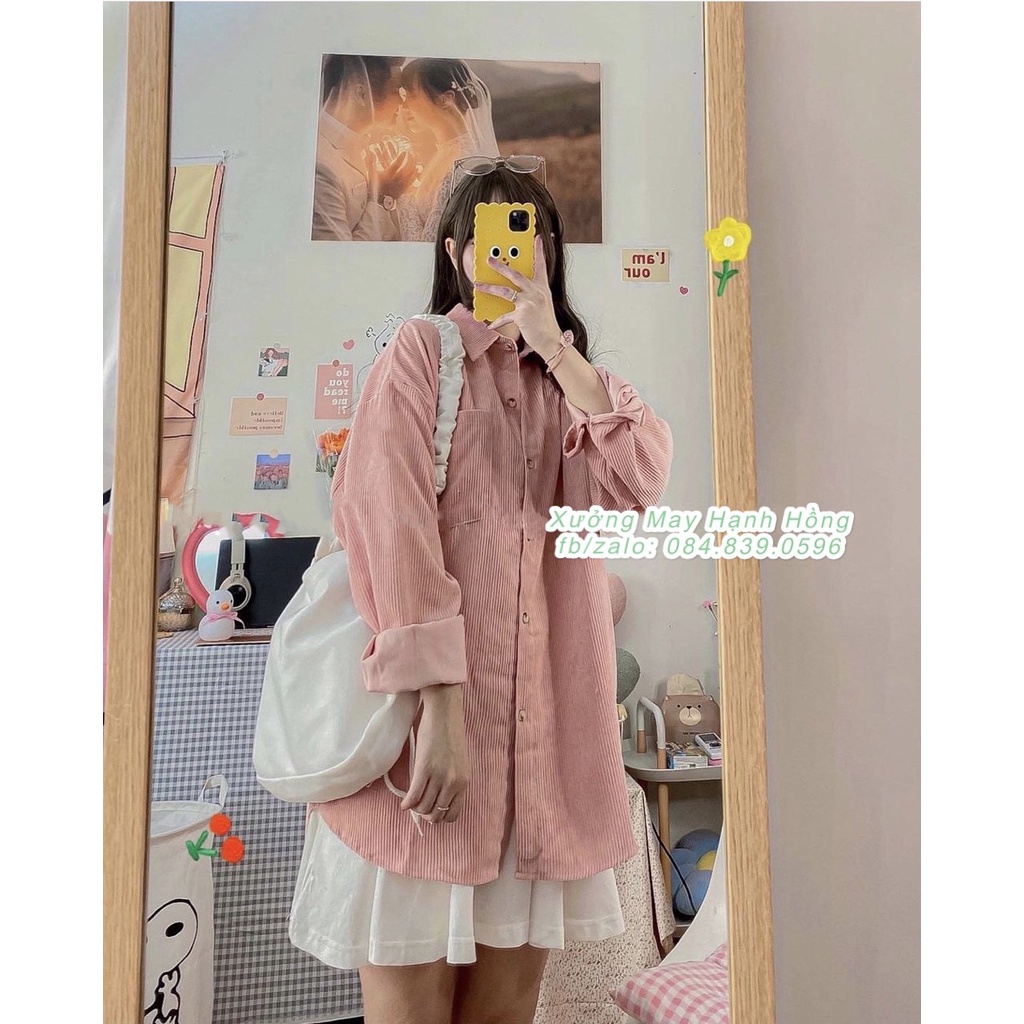 Áo Sơ Mi Unisex, áo khoác nhung tăm ulzzang (ảnh thật / có sẵn)