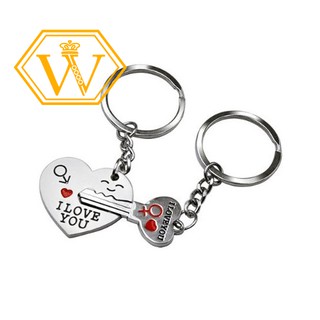 Set 2 móc khóa gắn mặt hình trái tim " I Love You " dễ thương