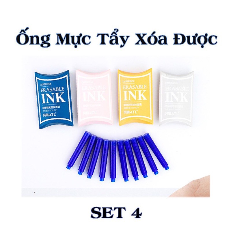 Ống mực xoá được dùng cho bút máy xoá được_bút mực tẩy ( set 4 )