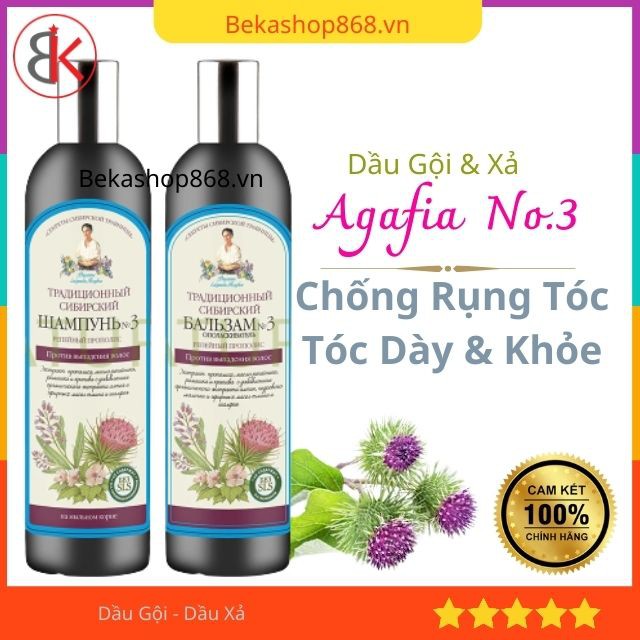 [Thiên Nhiên] Dầu Gội - Xả Agafia No.3 Chống Rụng Tóc Chẻ Ngọn, Làm Cho Tóc Dày Khỏe Keo Ong Cây Ngưu Bàng 550ml