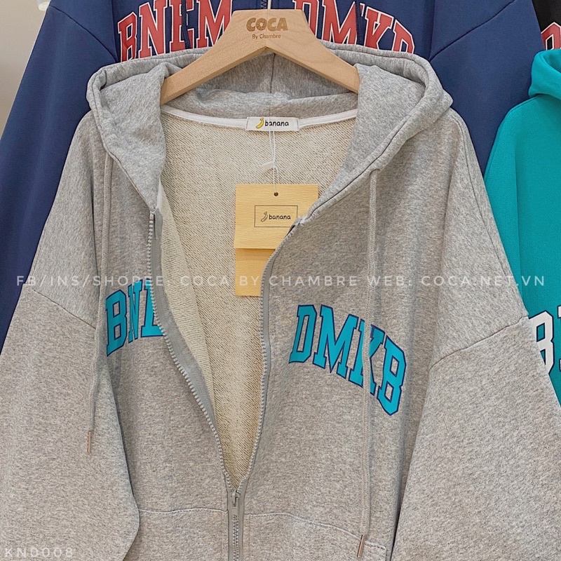 [KN0008] Áo khoác Hoodie zip nỉ da cá mỏng BNEM DMKB form rộng (Có sẵn/ảnh thật)