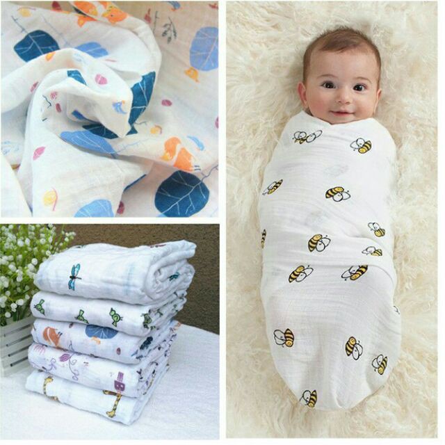 Khăn tắm sợi tre 6 lớp, khăn tắm cotton cho trẻ sơ sinh mềm mịn, thấm hút cực tốt