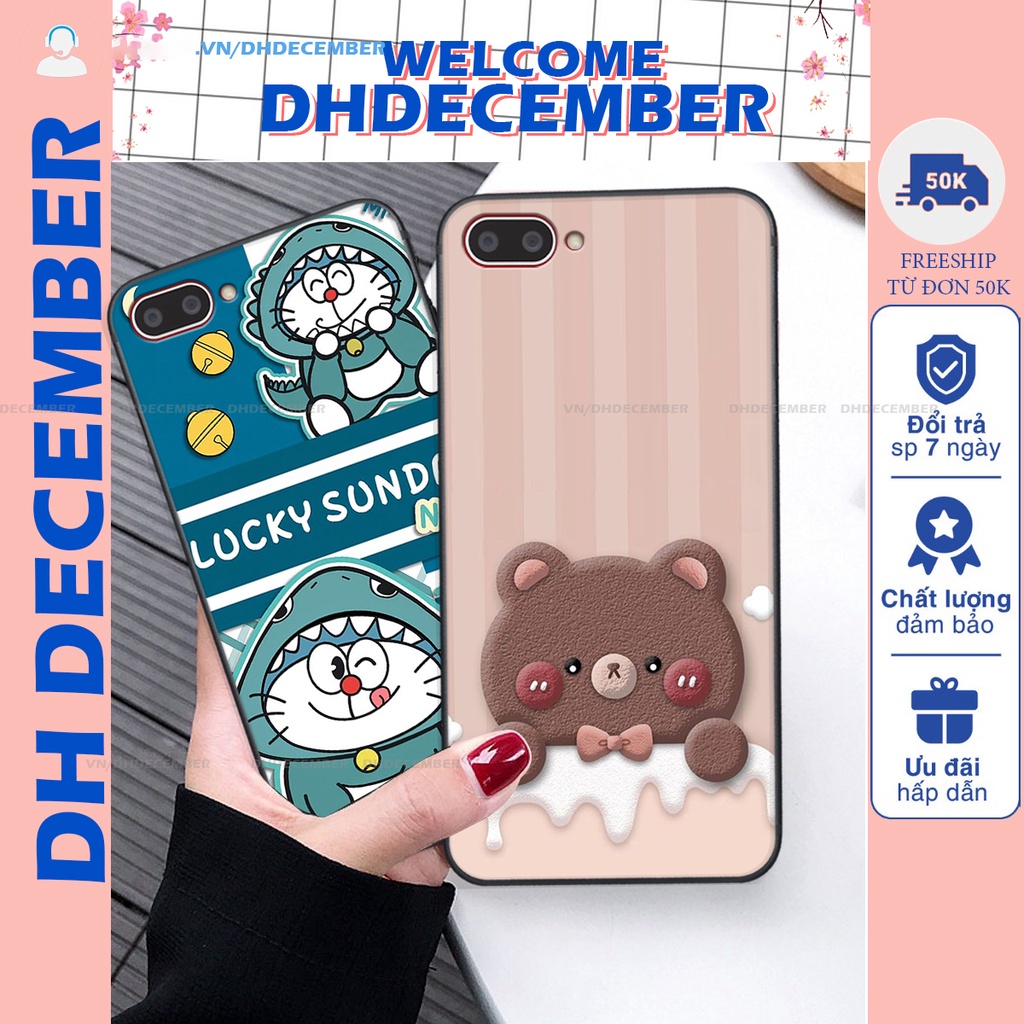 Ốp lưng Oppo A3S / A1K / REALME C2 in hình gấu K@ws, gấu nâu, dor@emon RẺ- ĐẸP- BỀN