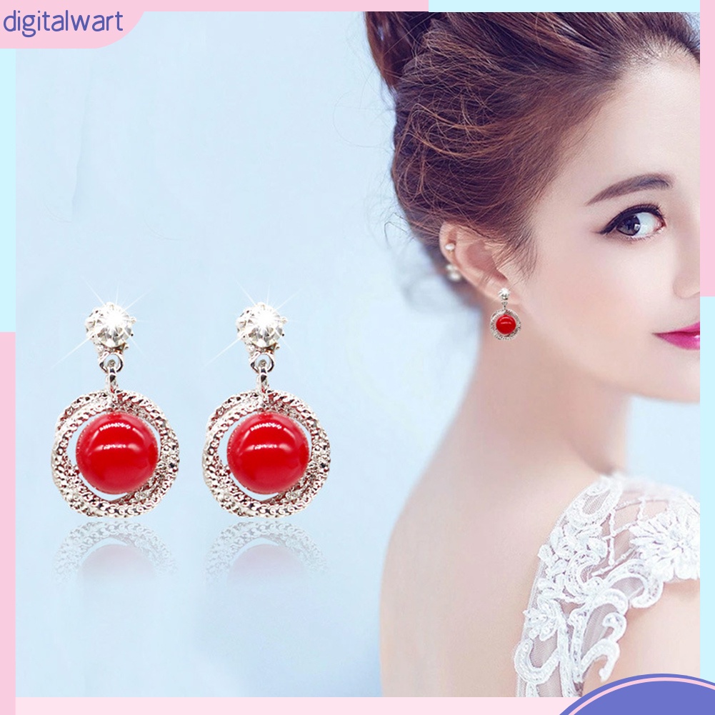 Đôi Bông Tai Dáng Dài Đính Ngọc Trai Nhân Tạo Thời Trang Cho Nữ