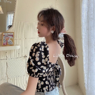 🐺Áo kiểu hoa cúc nơ sau