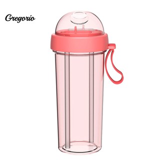 Gregorio~420/600ml Straw Separate Drink Water Beverage Bottle Couples Gift