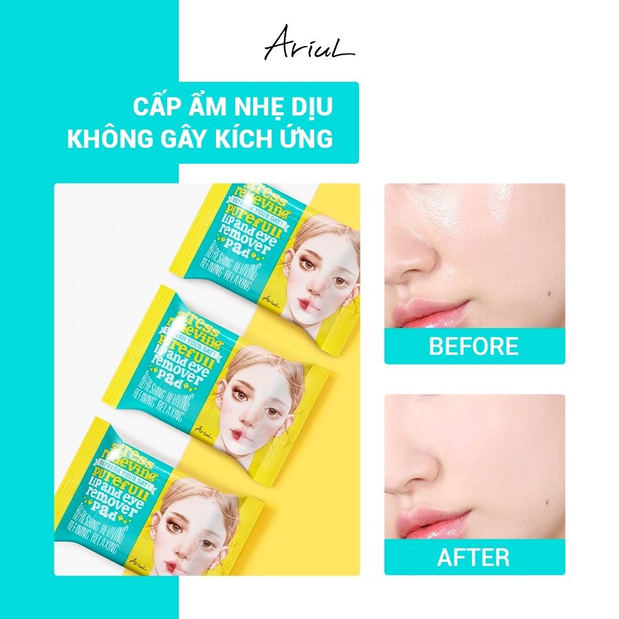 [GIFT] Khăn Giấy Tẩy Trang Mắt Môi Ariul Stress Relieving Purefull Lip & Eye Remover Pad (30 Miếng) | WebRaoVat - webraovat.net.vn