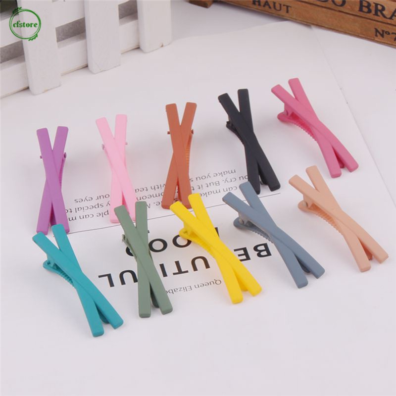 Kẹp mỏ vịt thiết kế kiểu chữ thập dạng trơn màu kẹo dễ thương