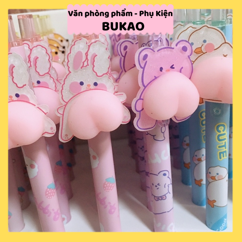 BÚT CHÌ BẤM PASTEL CUTE MOCHI SQUISHY LÔNG VŨ CỔ TRANG QUÀ TẶNG
