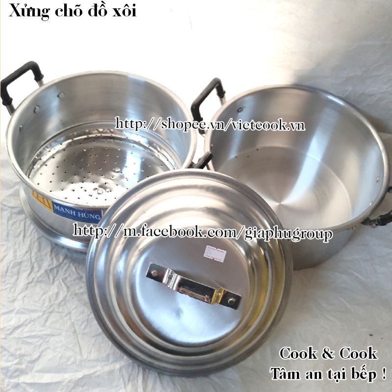 [CHÍNH HÃNG] CHÕ HẤP ĐỒ XÔI NHÔM MẠNH HÙNG SIZE 20, 22, 24, 26, 28, 30, 32 cm chõ đồ xôi, chõ hấp xôi