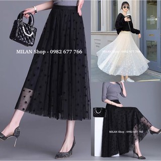 Chân váy midi hoạ tiết nơ dập nổi 3d
