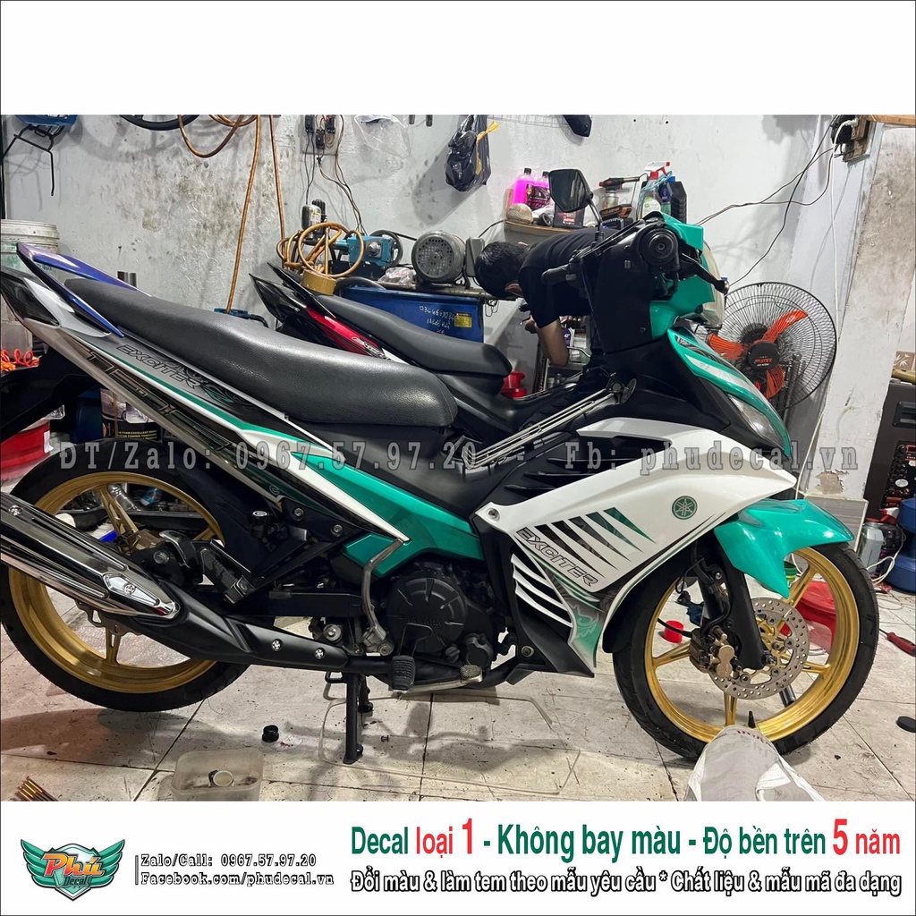 Tem rời Exciter 135 Trắng xanh (2)