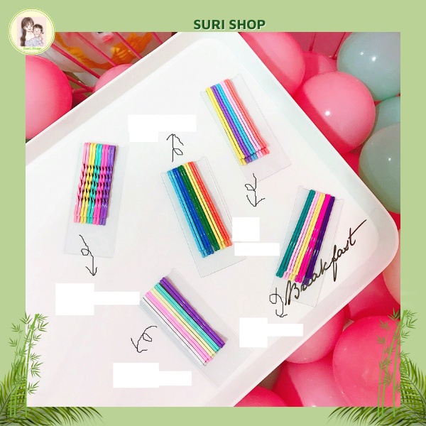 Sét Kẹp Tóc Kim Loại Đủ Màu set 10 Sét 50 Cái Phong Cách trẻ trung Xinh Xắn Dành Cho Nữ