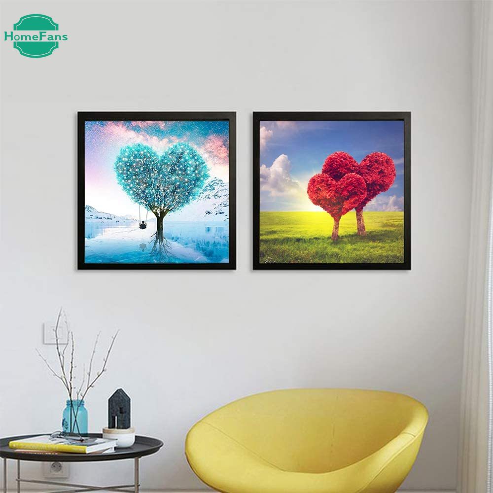 Bộ tranh đính đá 5D tự làm hình cây tình yêu (30x 30cm)