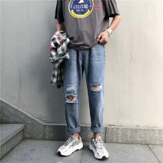 Quần Jean Dài Dáng Rộng Ống Đứng Kiểu Harajuku Cá Tính Cho Nam