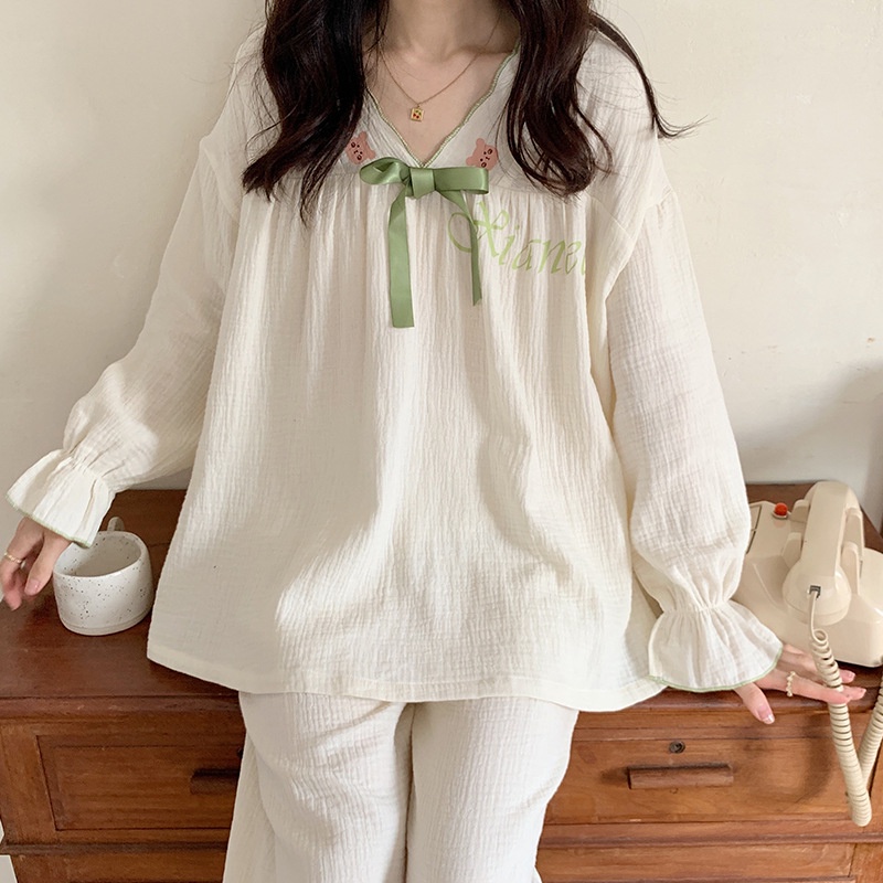 Bộ Đồ Ngủ Cotton Tay Dài Phong Cách Công Chúa Ngọt Ngào Thời Trang Xuân Thu 2022 Mới La102