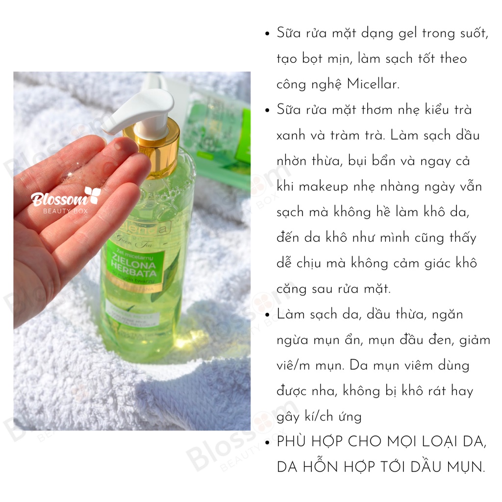 GEL RỬA MẶT Bielenda Green tea trà xanh kiềm dầu, giảm mụn 200ml