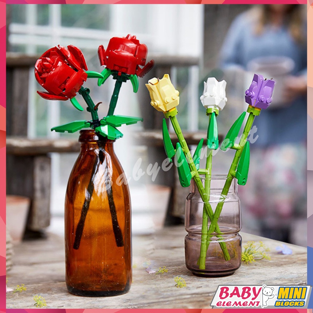 Bộ Đồ Chơi Lắp Ráp Mô Hình Bó Hoa Hồng Lãng Mạn Cho Bé