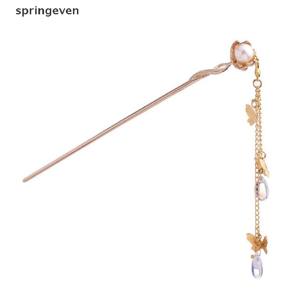 Springeven Kẹp Tóc Tua Rua Đính Hoa Ngọc Trai Phong Cách Hoàng Gia Cổ Điển RFT