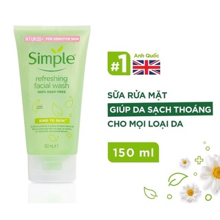 Sữa rửa mặt simple 150ml chính hãng