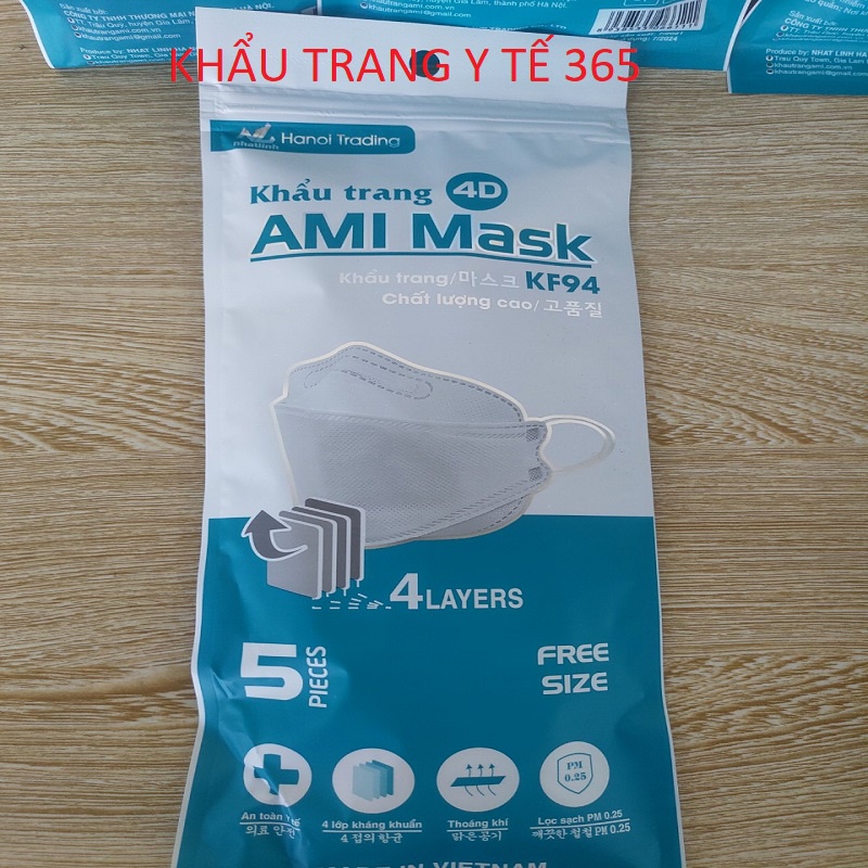 Thùng 300 Chiếc Khẩu trang y tế 4D,AMI MASK KF94, Cá, Chuẩn 4 Lớp Kháng Khuẩn