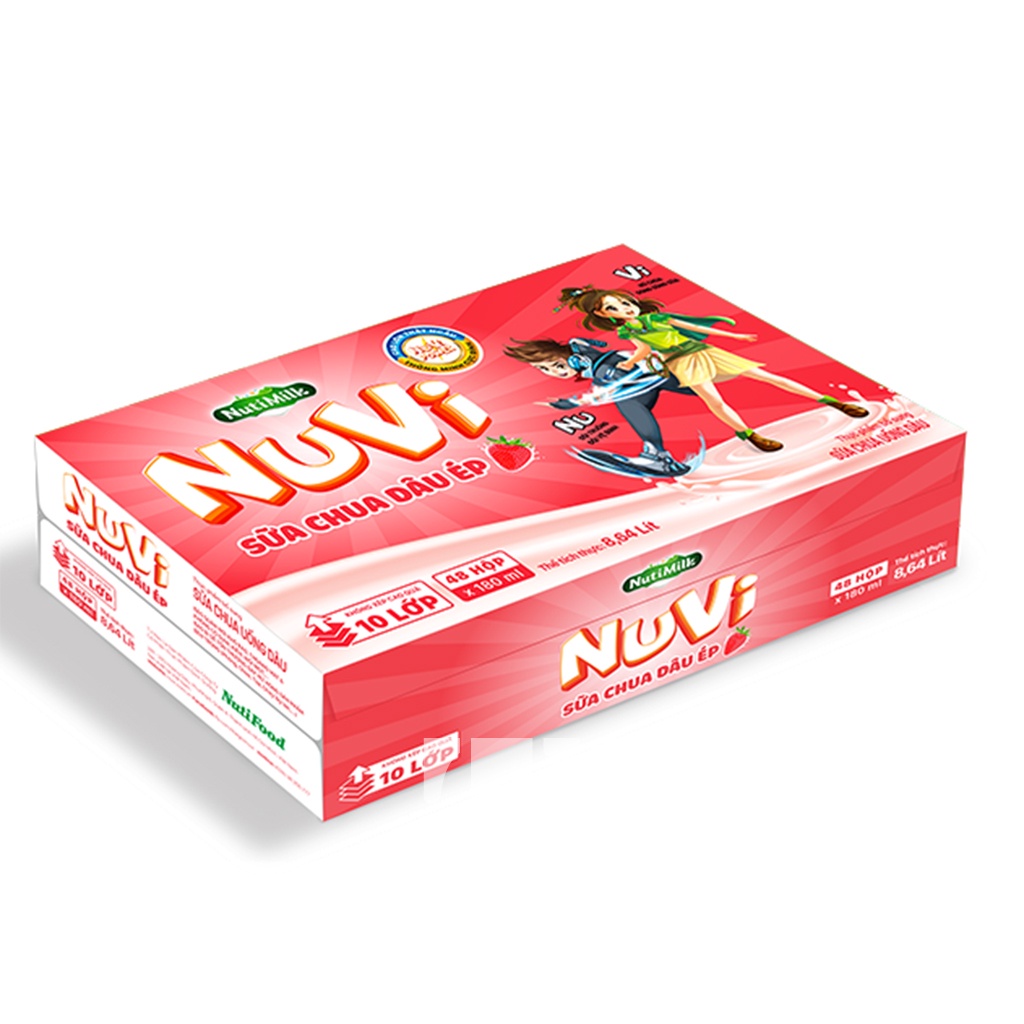 THÙNG 48 HỘP Sữa Nuvi 180ml Thạch Cacao/lắc caocao/đào táo/dâu/cam...-TUH