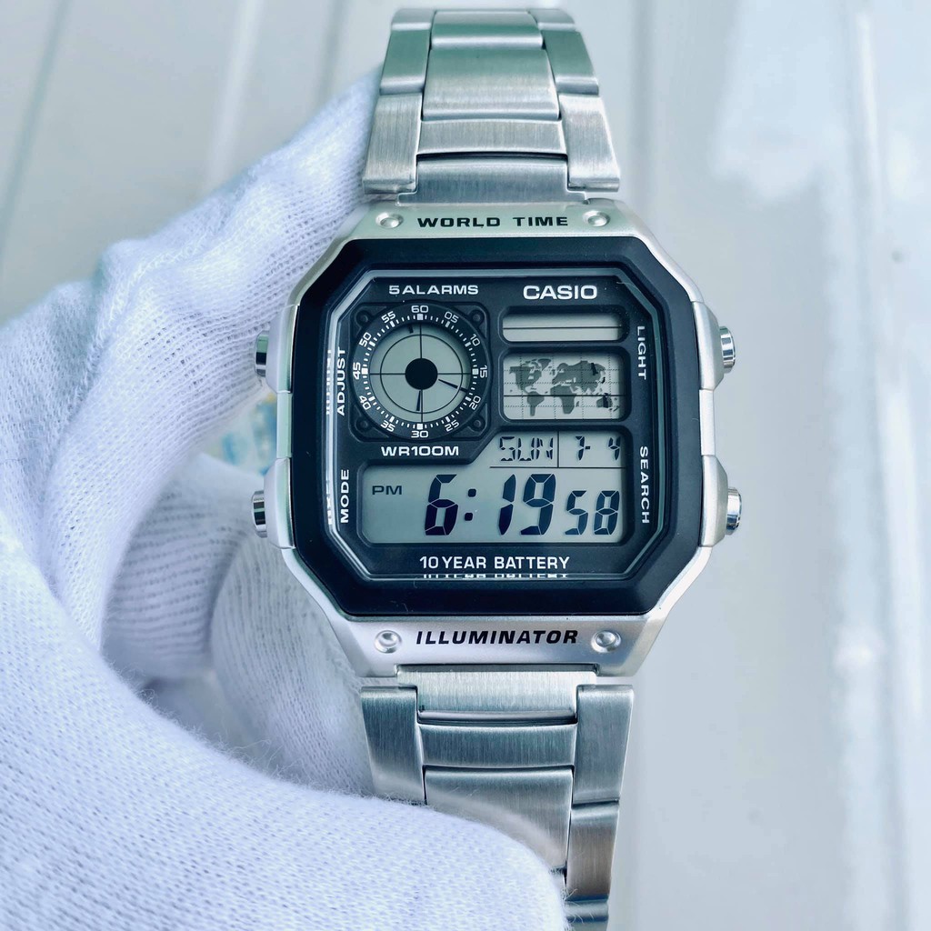 Đồng hồ nam dây kim loại cao cấp giá rẻ Casio AE1200WHD-1