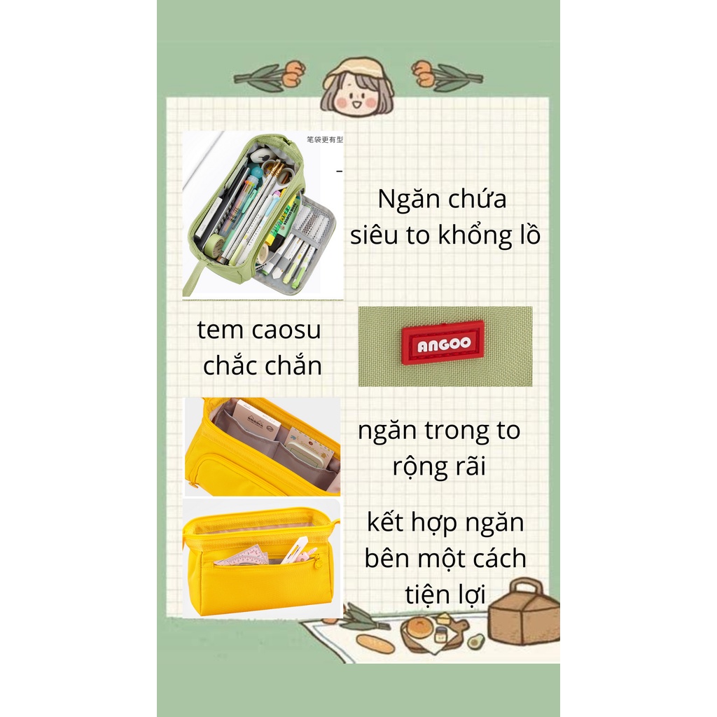 Hộp bút POCKET kết hợp ngăn bên khổng lồ - Hộp bút ANGOO chính hãng, mẫu mới nhất