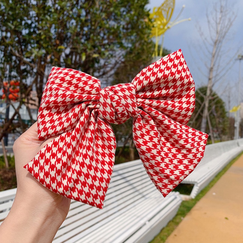 Kẹp Tóc Hình Nơ Họa Tiết Kẻ Ô Phong Cách Cổ Điển Đơn Giản Nhưng Cực Xinh