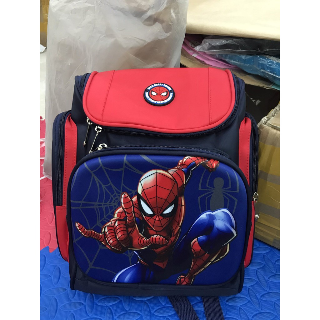 Balo chống gù đi học cho bé trai in hình người nhện batman, cặp sách bé trai đi học cấp 1 2 E105