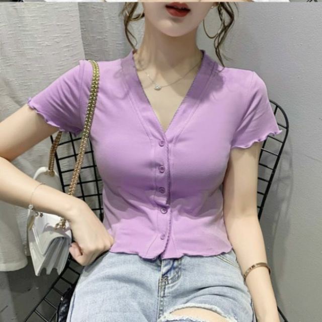 Áo Croptop Nữ - Áo Polo Cổ V 
Thun Gân - Thời Trang Nữ AnAn - CRT17 | BigBuy360 - bigbuy360.vn