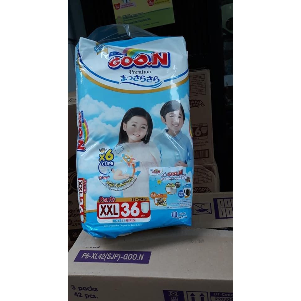 (Cắt tem/ko quà) Bỉm dán/ quần Goon Premium size Nb70/S64/M60/M56/L50/L46/XL46/XL42/XXL36