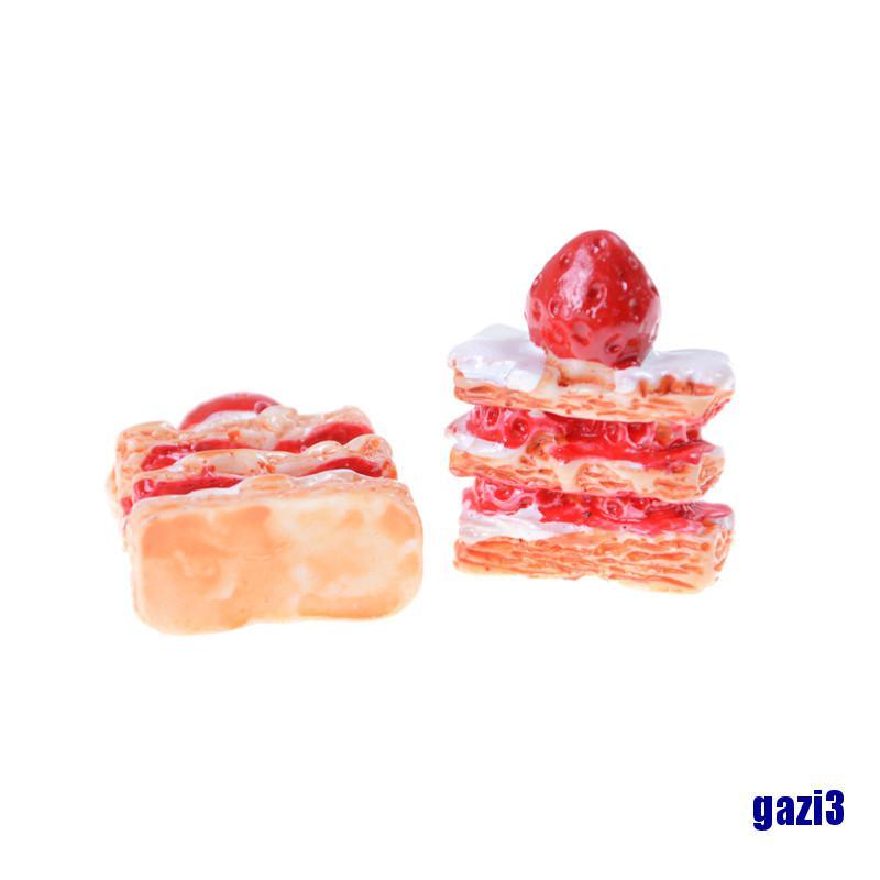 Set 5 Mô Hình Bánh Kem Dâu Mini Trang Trí Nhà Búp Bê