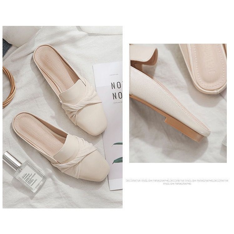 Mới Giày Búp Bê Mũi Vuông Đính Nơ Xinh Xắn Cho Nữ