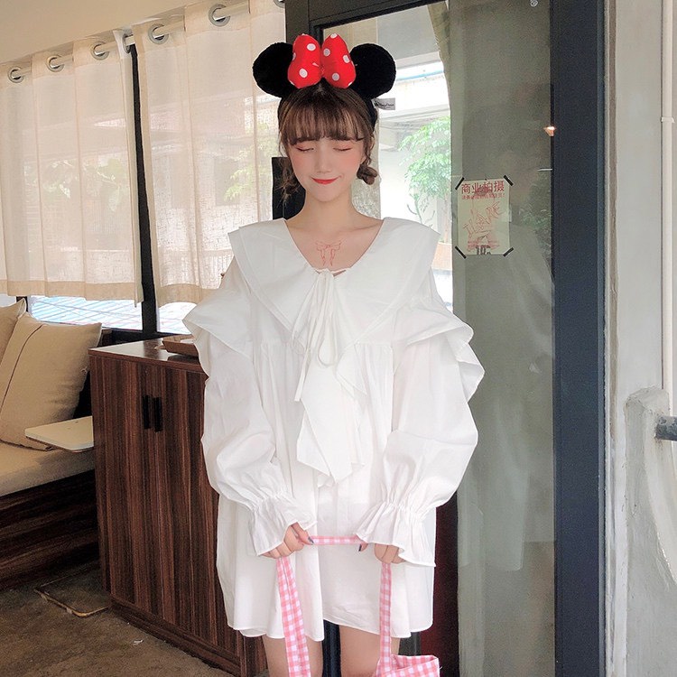 [Mã FAMARAL1 giảm 10K đơn 50K] [ẢNH THẬT] - Áo sơ mi dấu quần babydoll tiểu thư ulzzang - SM26 - jannahouse