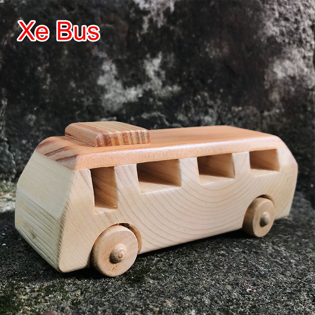 Xe đồ chơi gỗ an toàn cho bé - Xe bus gỗ