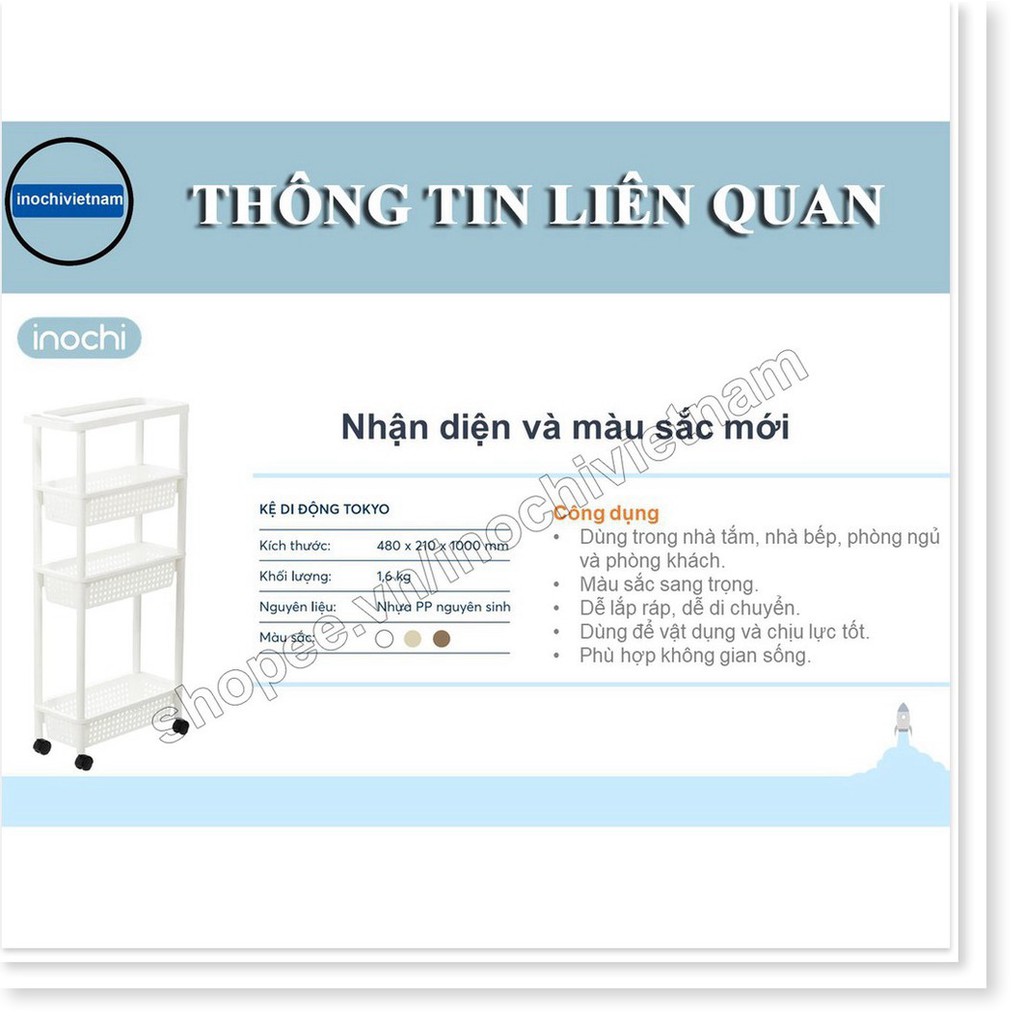 [Tặng Quà]Kệ để đồ -đa năng di động dùng cho nhà tắm phòng khách phòng ngủ INOCHI KE006