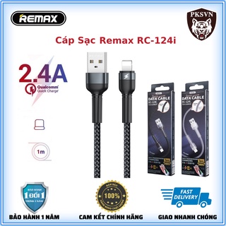 Dây sạc Nhanh chính hãng Remax RC-124i Dây Dù chống gãy gập, Hỗ trợ Sạc nhanh 12w cho 13 Pro max trở xuống -Bảo Hành 12T