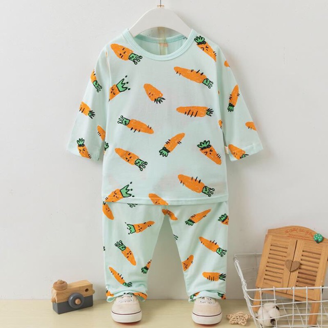 Đồ bộ dài tay cotton mặc ngủ cho bé