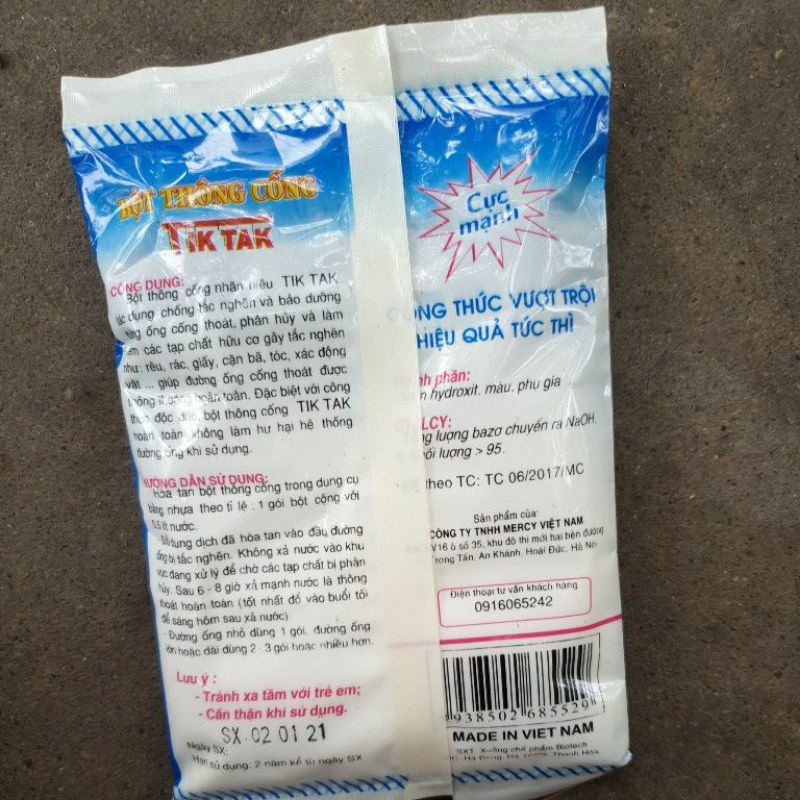 Combo 5 gói bột thông cống, thông tắc đường ống  TICTAC TIC TAC