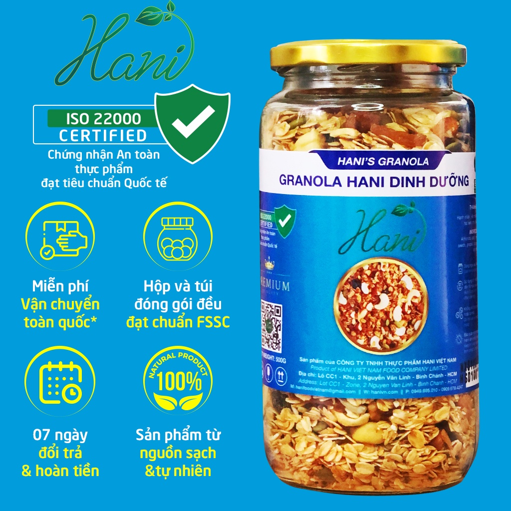 [Mã GROADO1 giảm 10K đơn 50K] Granola nhiều hạt dinh dưỡng cao cấp giảm cân, ăn kiêng, dinh dưỡng buổi sáng  HANI FOOD