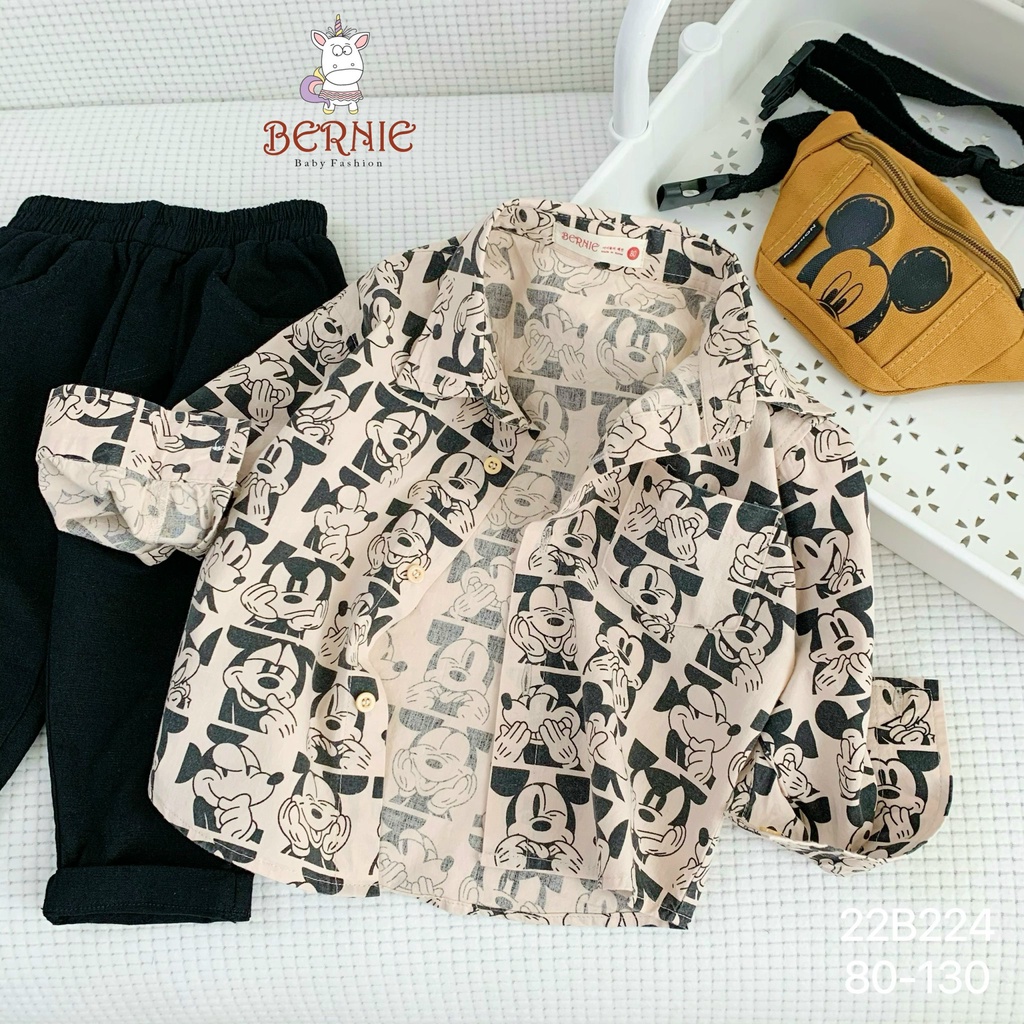 BERNIE - BỘ SƠMI MICKEY DÀI TAY SIÊU HOT HIT CHO BÉ