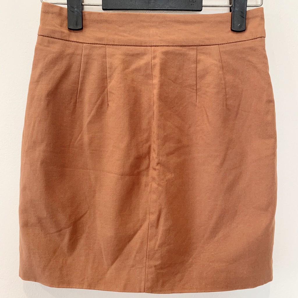 CHÂN VÁY SUÔNG NỮ - ZARA TRAFALUC – NÂU – SIZE 34/02/24 – 2 LỚP (COTTON NGOÀI, CHIFFON TRONG) – CẠP CAO – KÉO KHOÁ TRƯỚC