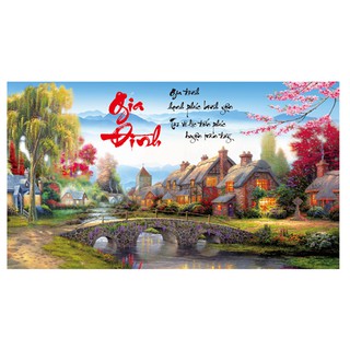 Tranh đính đá phong cảnh làng quê vs042 - 110 x 61 cm ) - chưa đính