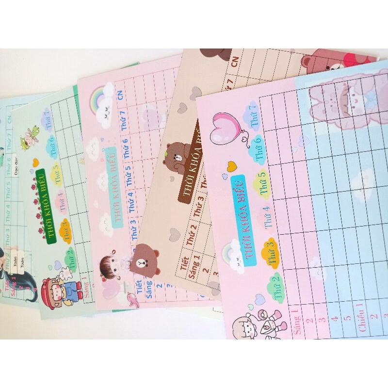 Thời khoá biểu dễ thương + tặng kèm sticker môn học