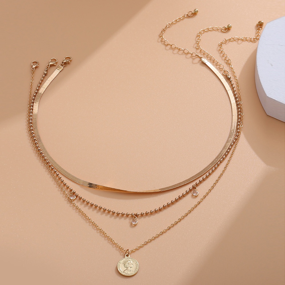 Vòng cổ Kim Loại Kiểu Xương Rắn Đính Đá Pha Lê Giả Đơn Giản Cá Tính Cho Nữ