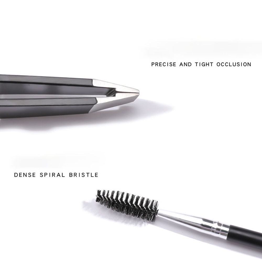 [Hàng mới về] Bộ 4 dụng cụ tỉa lông mày bằng thép không gỉ có đầu lược + kéo + dao cạo + lược chải lông mày chuyên nghiệp Norman