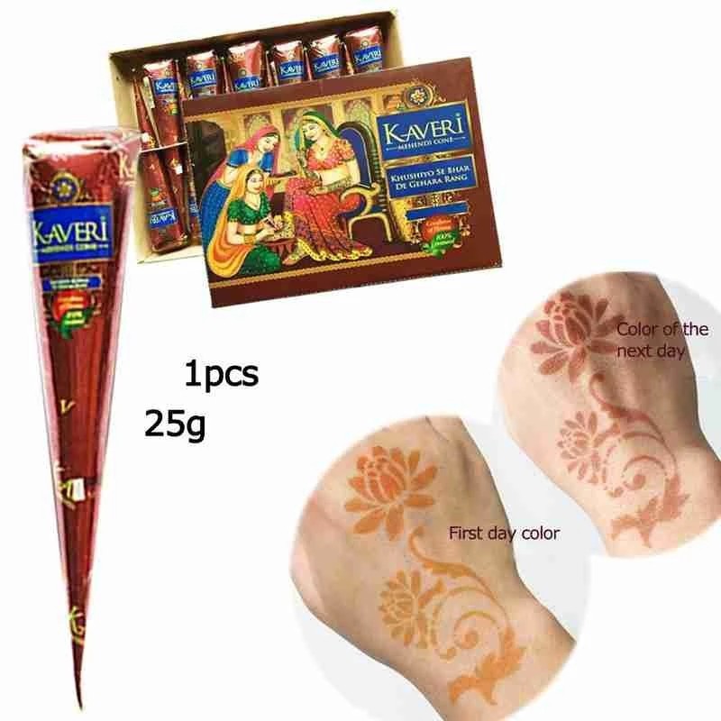 Natural Brown Herbal Henna Cones Hình xăm tạm thời Mehndi Ink Golecha Indian Mehndi Paste Vẽ trang điểm ngón tay Feet Body Cream Công cụ chăm sóc da