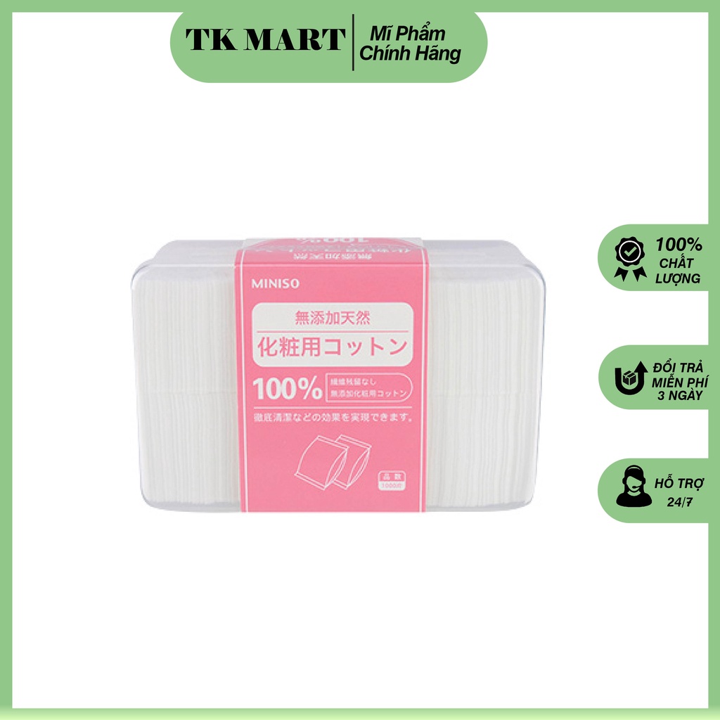 Bông tẩy trang Miniso Nhật Bản 3 Lớp 180 miếng 1000 miếng SeemeBeauty