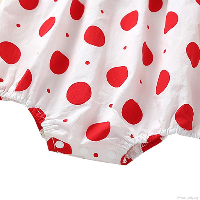 Bộ áo liền quần chấm bi xinh xắn cho bé gái